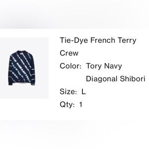 Tory Burch Tory Sport Navy & White Diagonal Shibori Tie-Dye French Terry Large